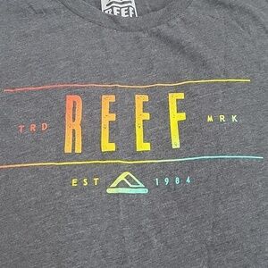 Reef Men's Gray and Neon Soft Basic Short Sleeves Tee Shirt size XL